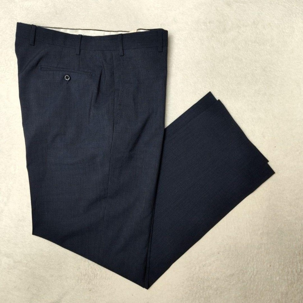 Zanella Pants Mens 36x32 Blue Check Wool Todd Straight Dress Slacks Suit Italy